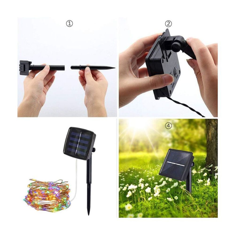 Guirnalda Luces Led Multicolores Solares De Cobre 20 Metros image number 3.0