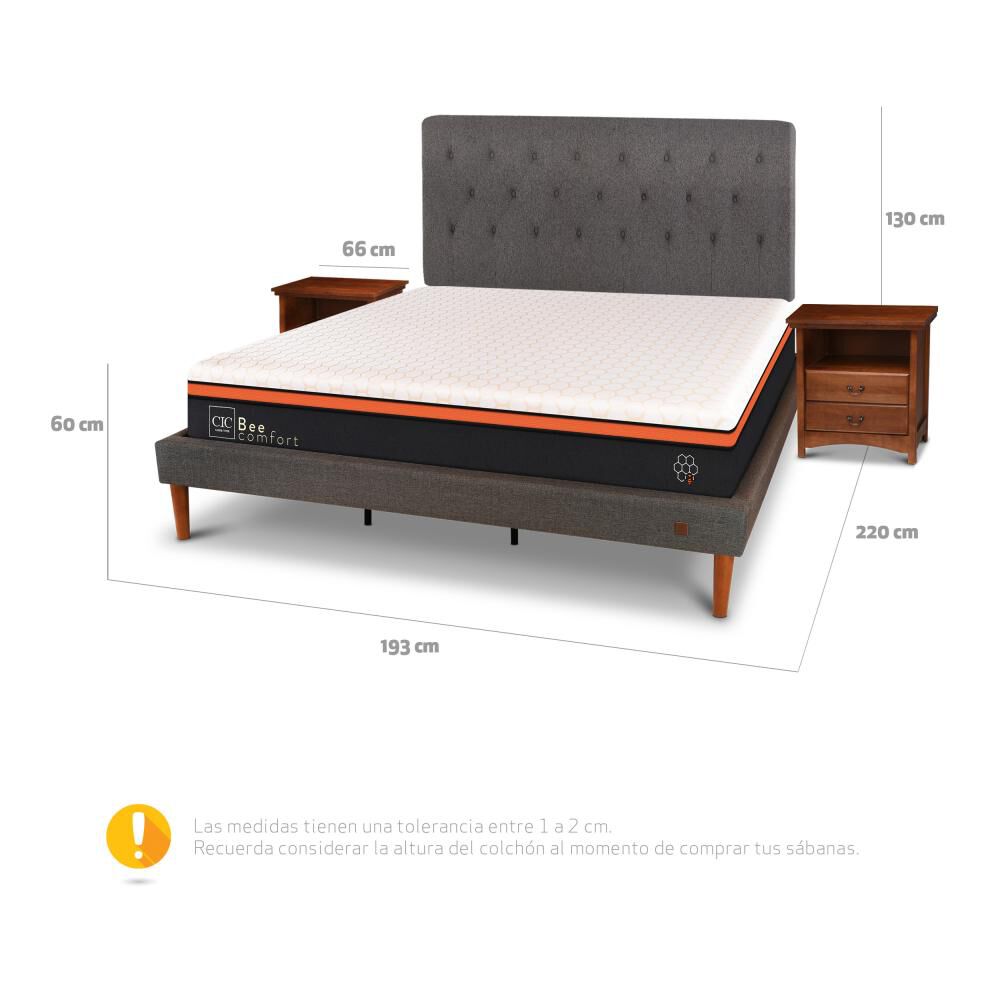 Cama Europea Cic Bee Comfort / King / Base Normal + Set De Maderas image number 5.0
