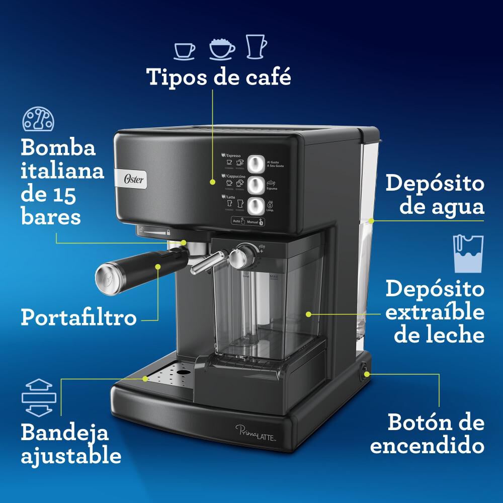 Cafetera Oster Primalatte BVSTEM6603B-052 image number 2.0