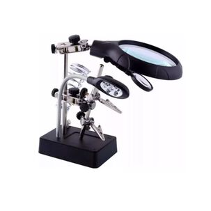 Lupa Brazo Escritorio Soporte Pinza Luz Led Tercera Mano