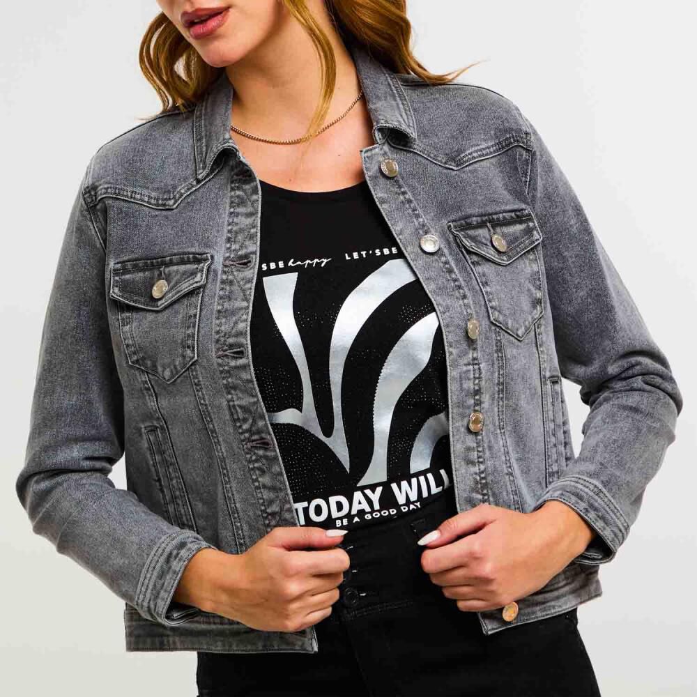 Chaqueta Denim Abotonada Con Bolsillos Mujer Kimera image number 4.0