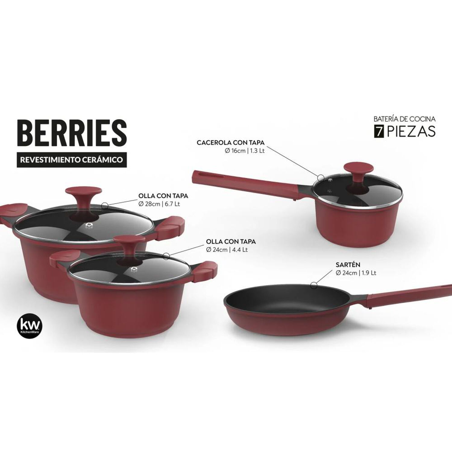 Bateria Alum Ceramica Berries Kitchenware / 7 Piezas image number 3.0
