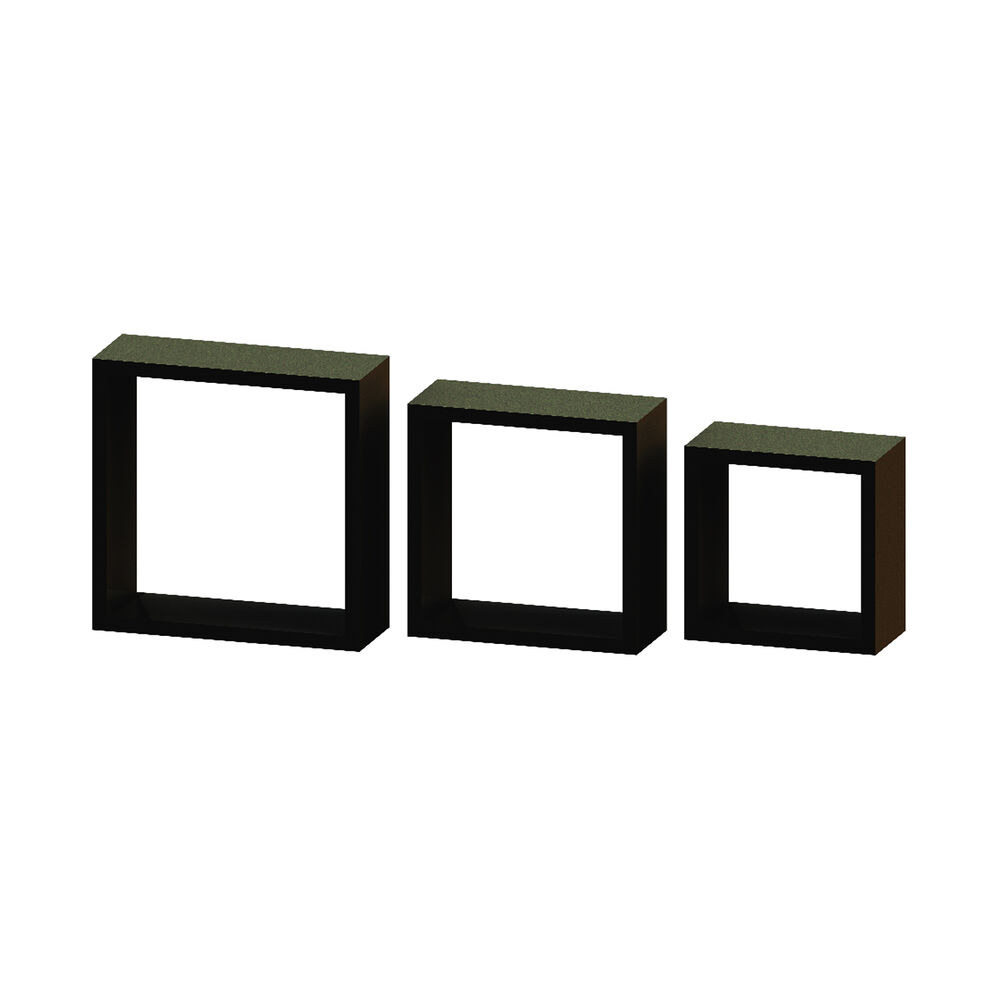 Repisas Flotantes Kit De 3 Cubos Negros - 28cm - 24cm - 20cm - Nch3p Brasforma image number 3.0