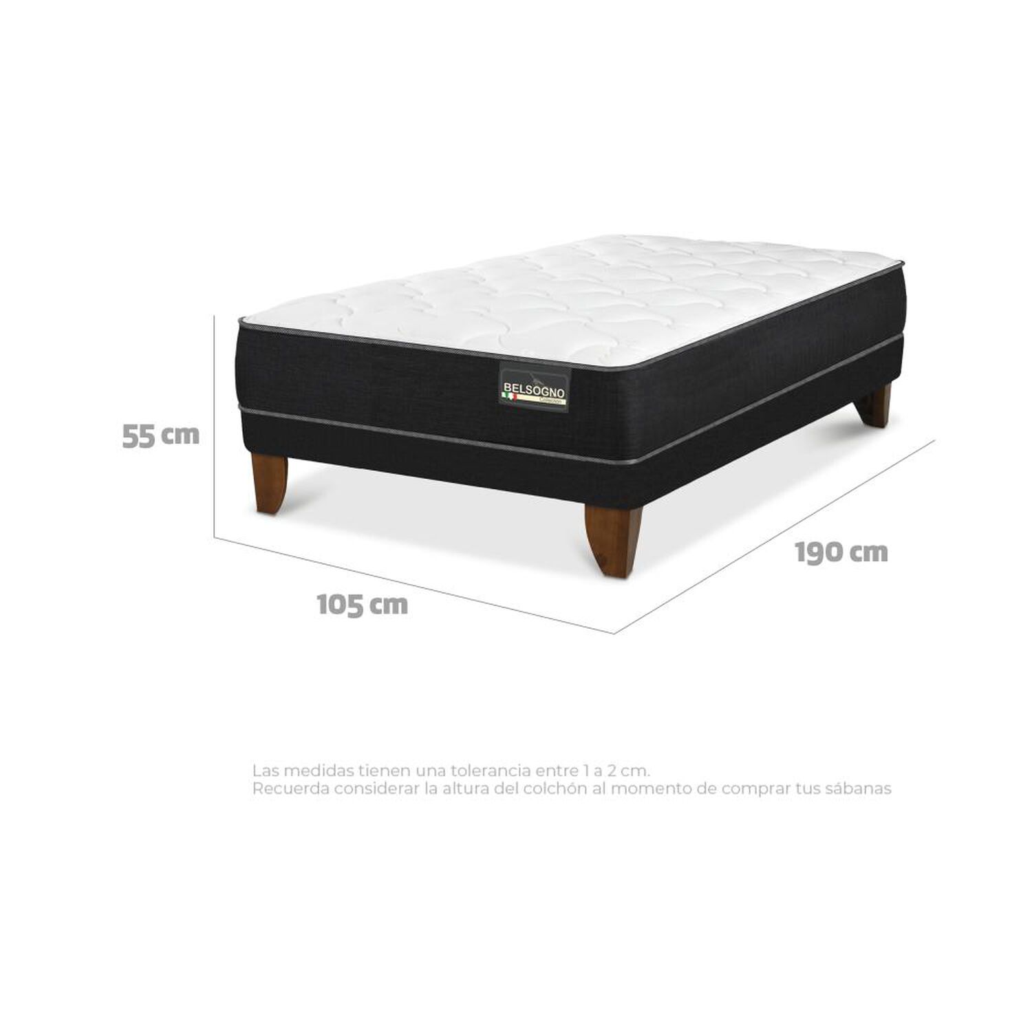 Cama Europea Belsogno One / 1.5 Plazas / Base Normal image number 3.0