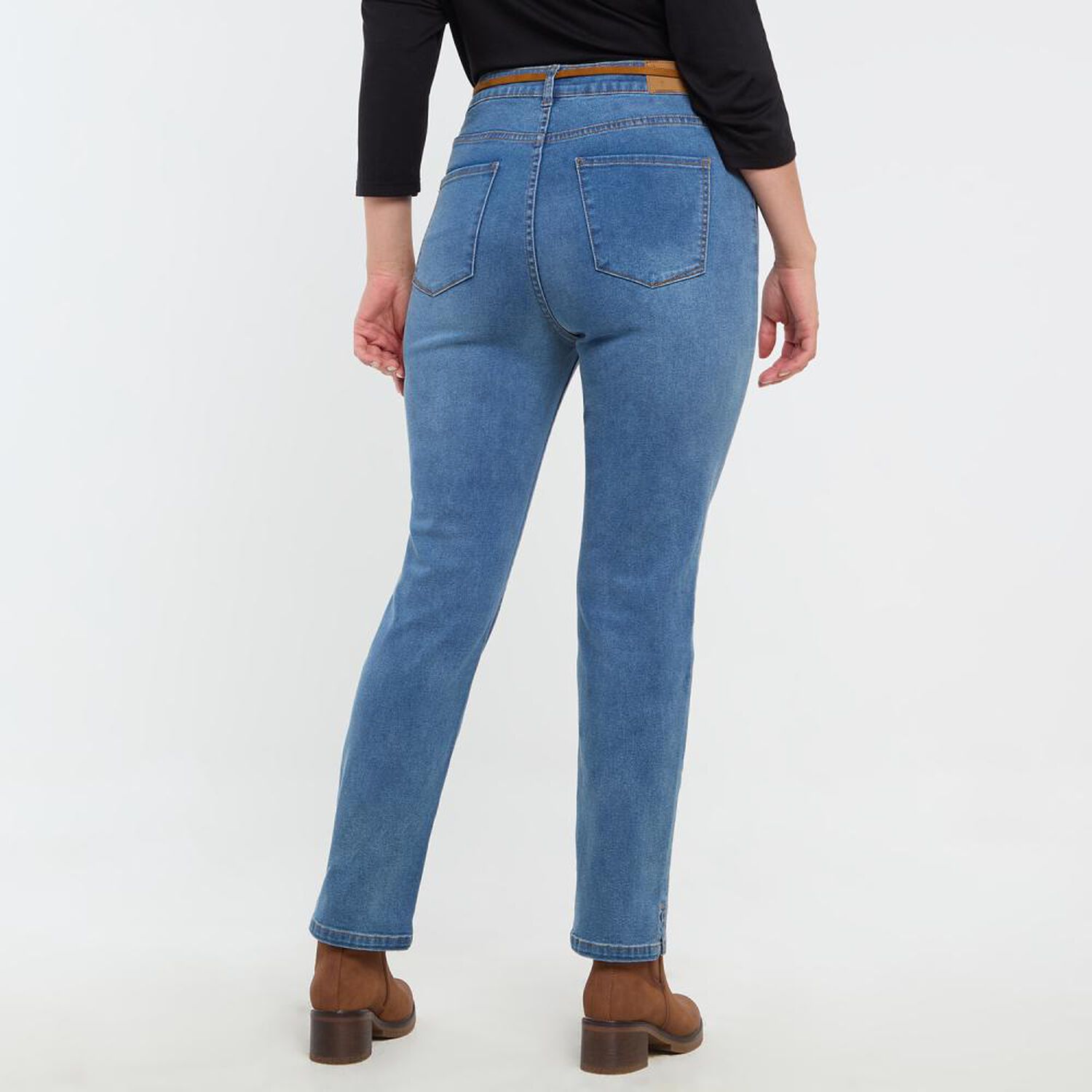 Jeans Lavado Con Cintur&oacute;n Tiro Medio Skinny Mujer Sexy Large image number 3.0