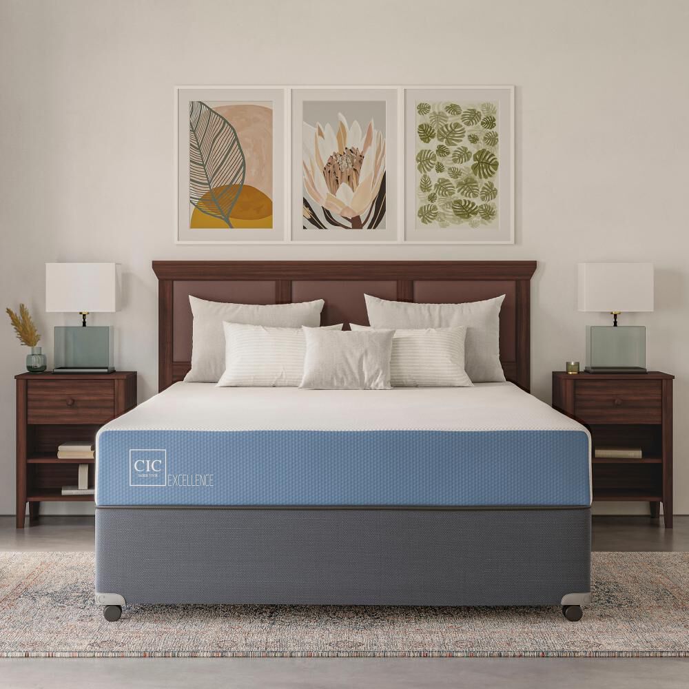Cama Americana Cic Excellence / Full / Base Normal + Set De Maderas + Textil image number 6.0
