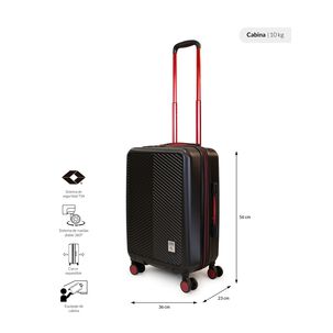 Pack 2 Maletas Cabina S 10k + M 20k Marsella Negra Con Rojo Penguin