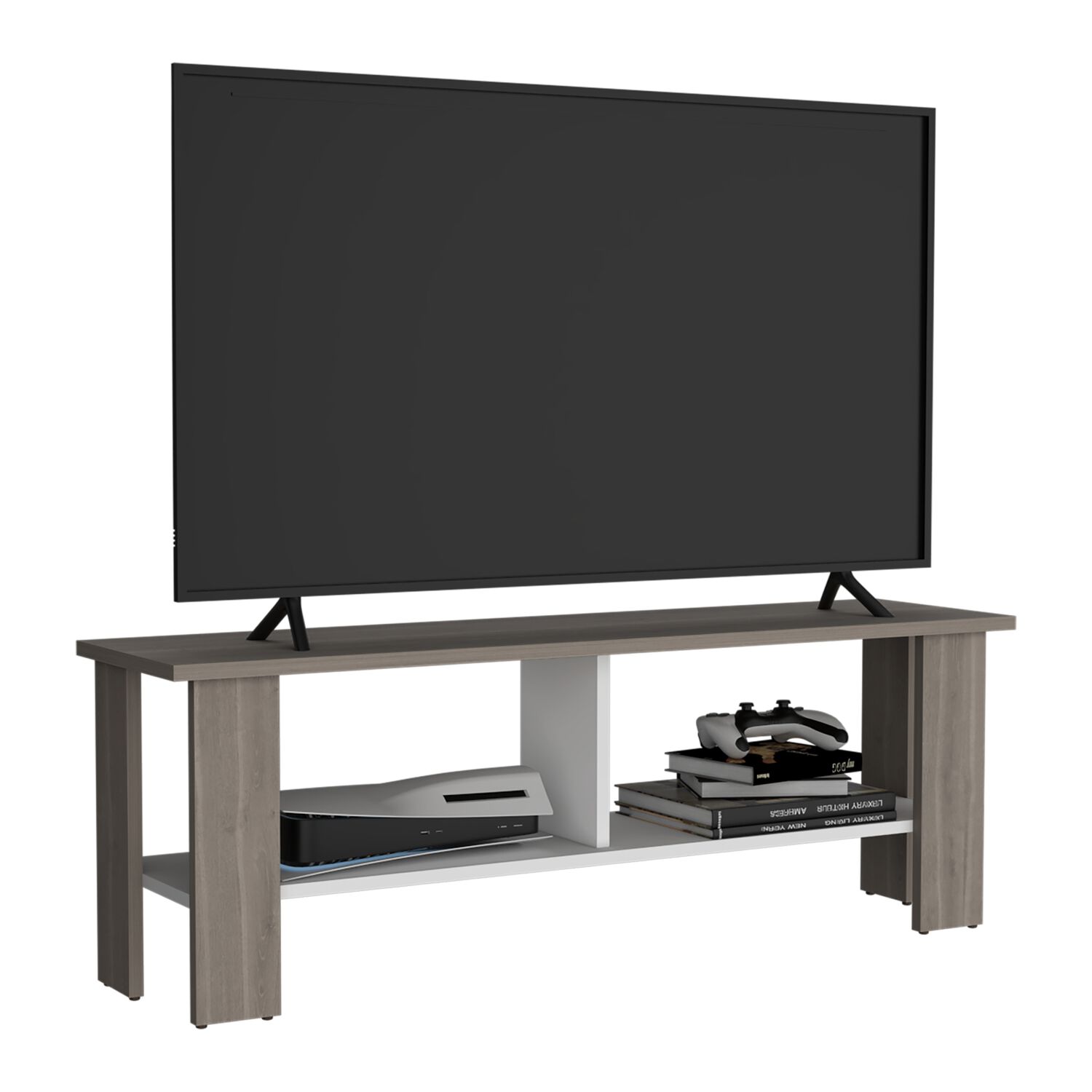 Rack Tv 50" Con 2 Repisas Fm-031b Beige Y Blanco image number 1.0