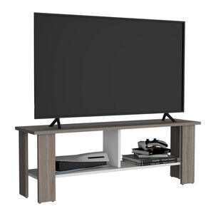 Rack Tv 50" Con 2 Repisas Fm-031b Beige Y Blanco
