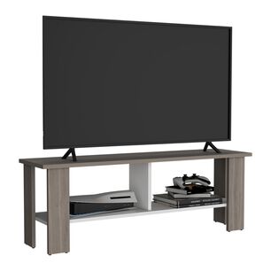 Rack Tv 50" Con 2 Repisas Fm-031b Beige Y Blanco