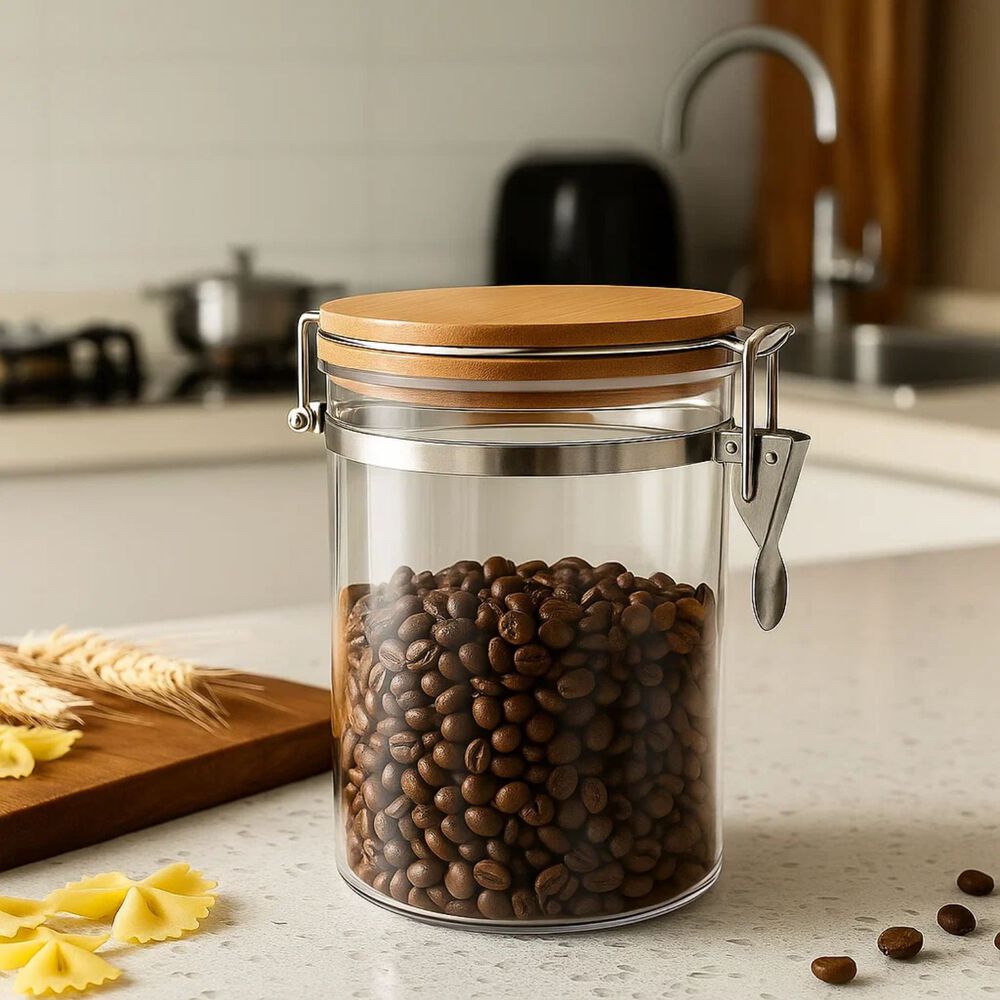 Frasco Tarro Hermetico De Vidrio 600ml Con Tapa De Bambu image number 2.0