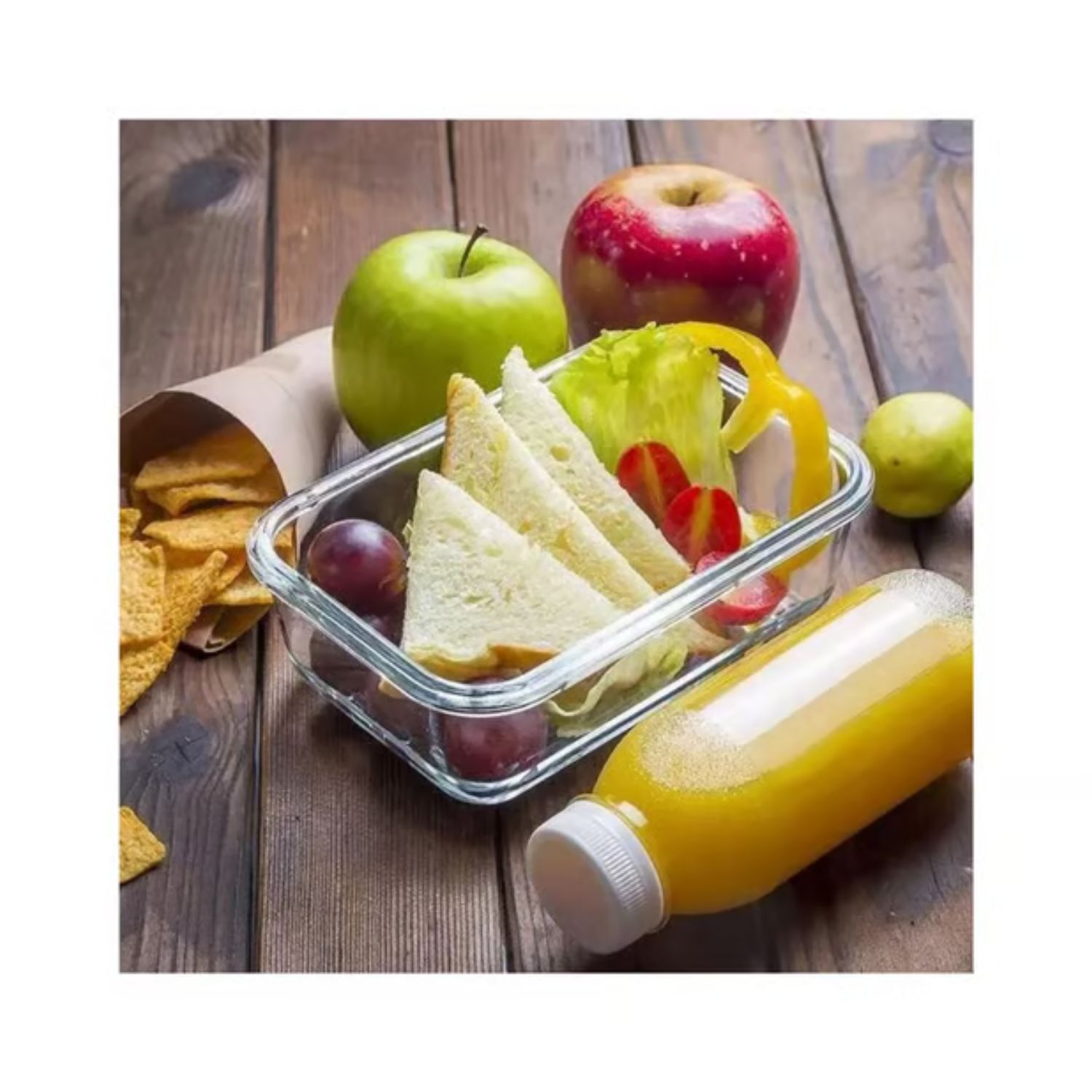 Pack 2 Contenedores Hermetico Vidrio Rectangular 420ml Allegra image number 1.0