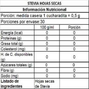 Stevia En Hojas Secas -15 G.