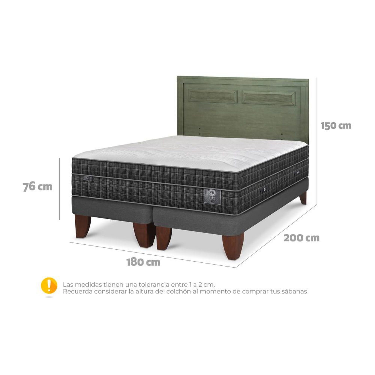 Cama Europea Cic Lux / King / Base Dividida + Respaldo image number 6.0