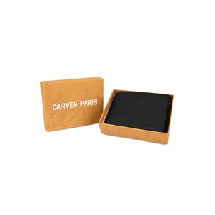 Billetera Hombre Bruno Negra Con Monedero Carven Paris