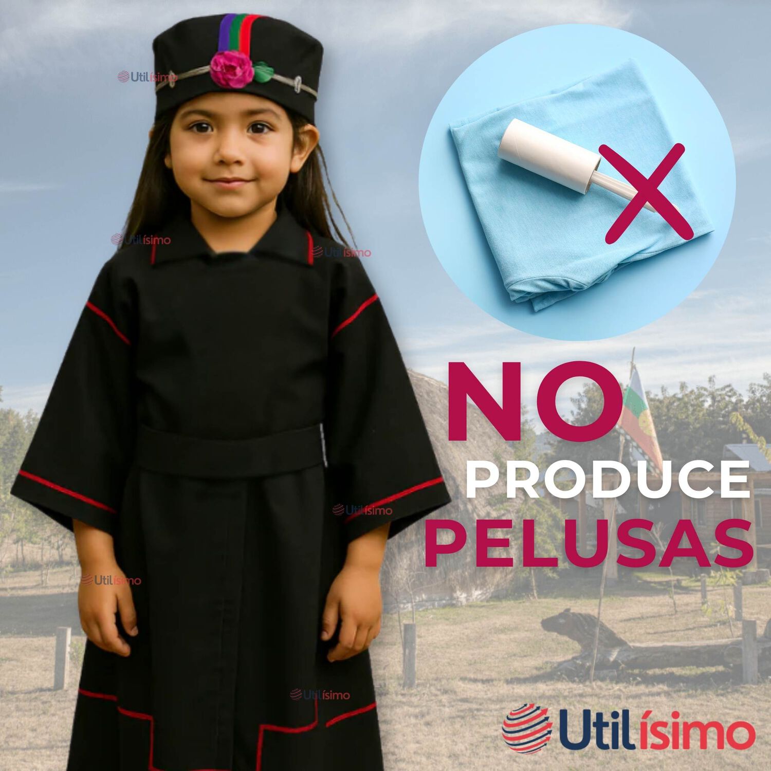 Traje Vestido Mapuche Ni&ntilde;a 4 A&ntilde;os Hasta Talla S Vestimenta T&iacute;pica image number 9.0