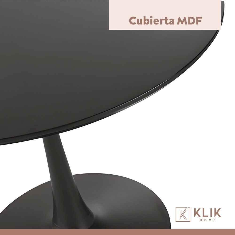 Comedor Tulip Negro 80cm - 4 Sillas Master Blancas image number 6.0