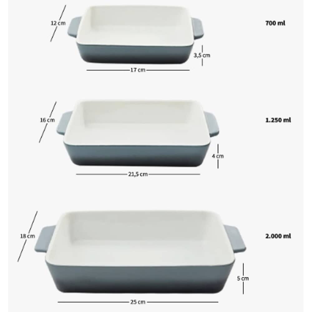 Set 3 Fuentes De Cer&aacute;mica Para Horno image number 2.0