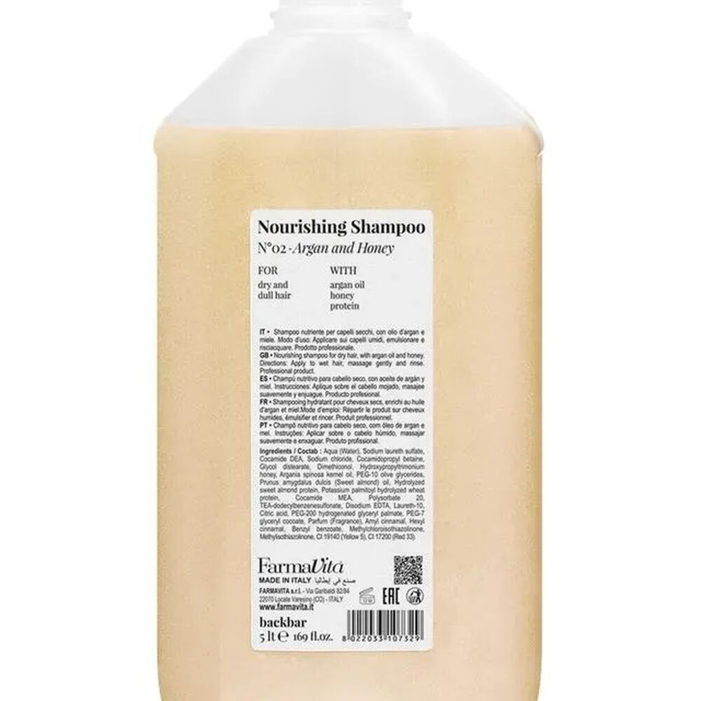 Farmavita Nourishing Shampoo Nro 02 Argan Y Miel 5000 Ml image number 0.0