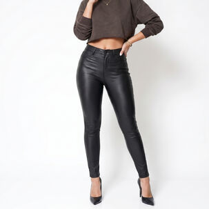 Pantalon Ecocuero Pu Tiro Alto Mujer