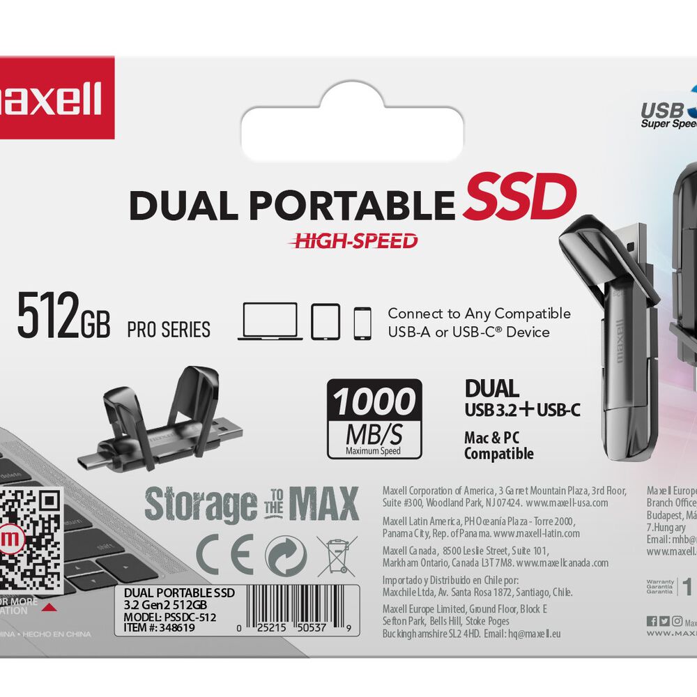 Disco Ssd Externo Maxell 512gb 3.2 Dual Usb-c 1000mb/s image number 3.0