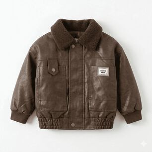 Chaqueta Aviador Ni&ntilde;o Cuero Sint&eacute;tico Forrada Invierno