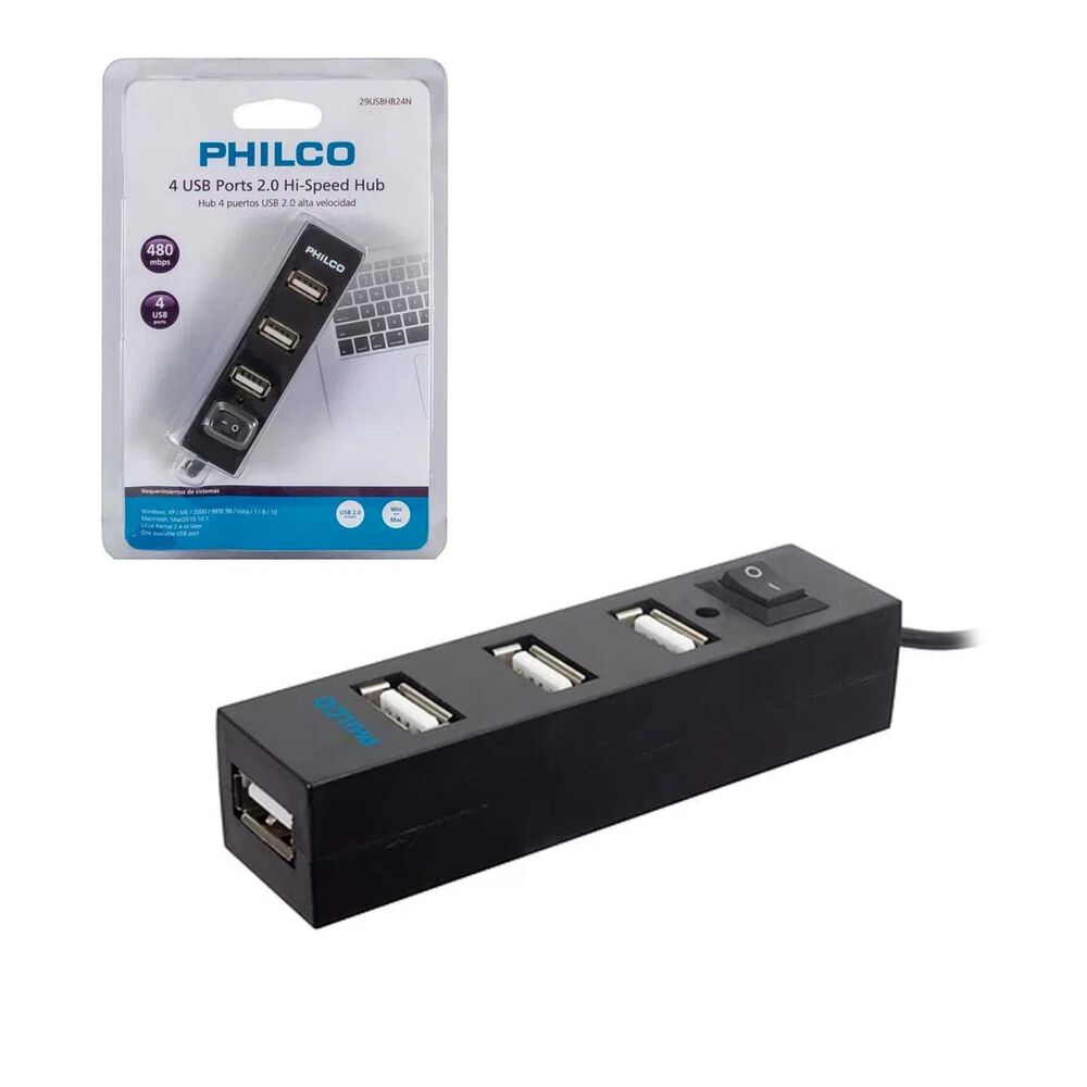 Mini Hub 4 Puertos Usb 2.0 Negro Hb24n image number 1.0