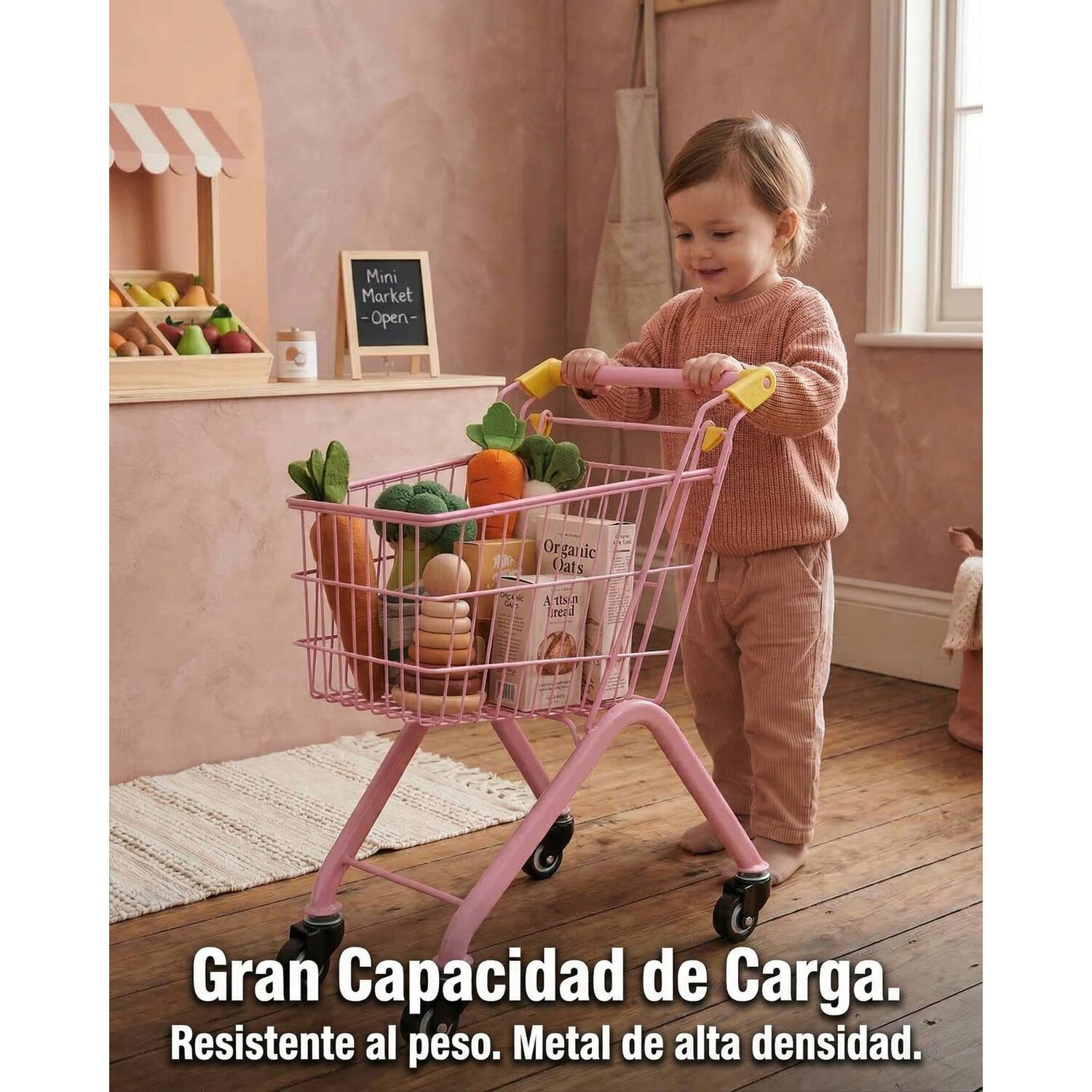 Carro De Supermercado Infantil De Metal Juguete image number 6.0