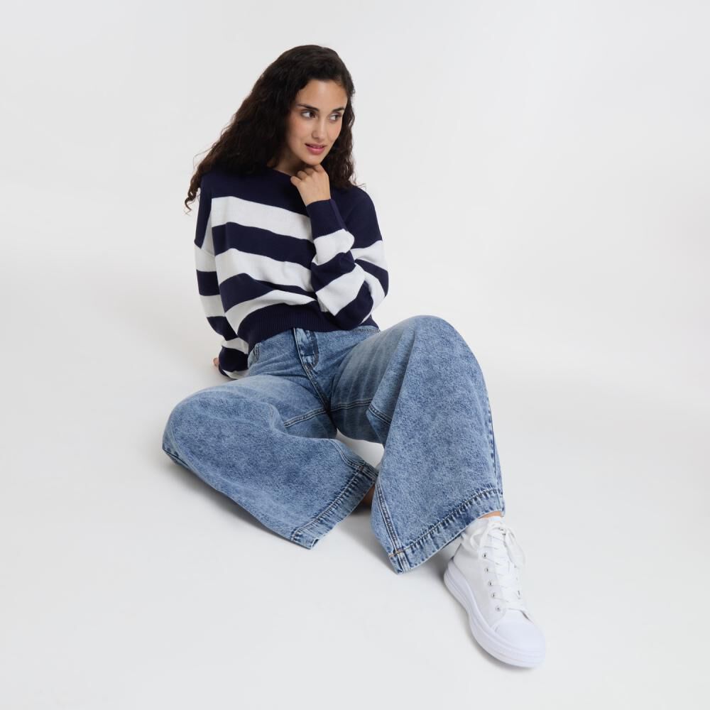 Sweater Rayas Marinero Manga Larga Cuello Reodndo Mujer Freedom image number 1.0