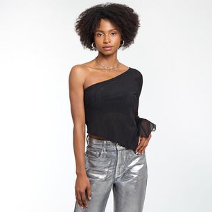 Polera Asimetrica Una Manga Larga Cuello Redondo Mujer Rolly Go