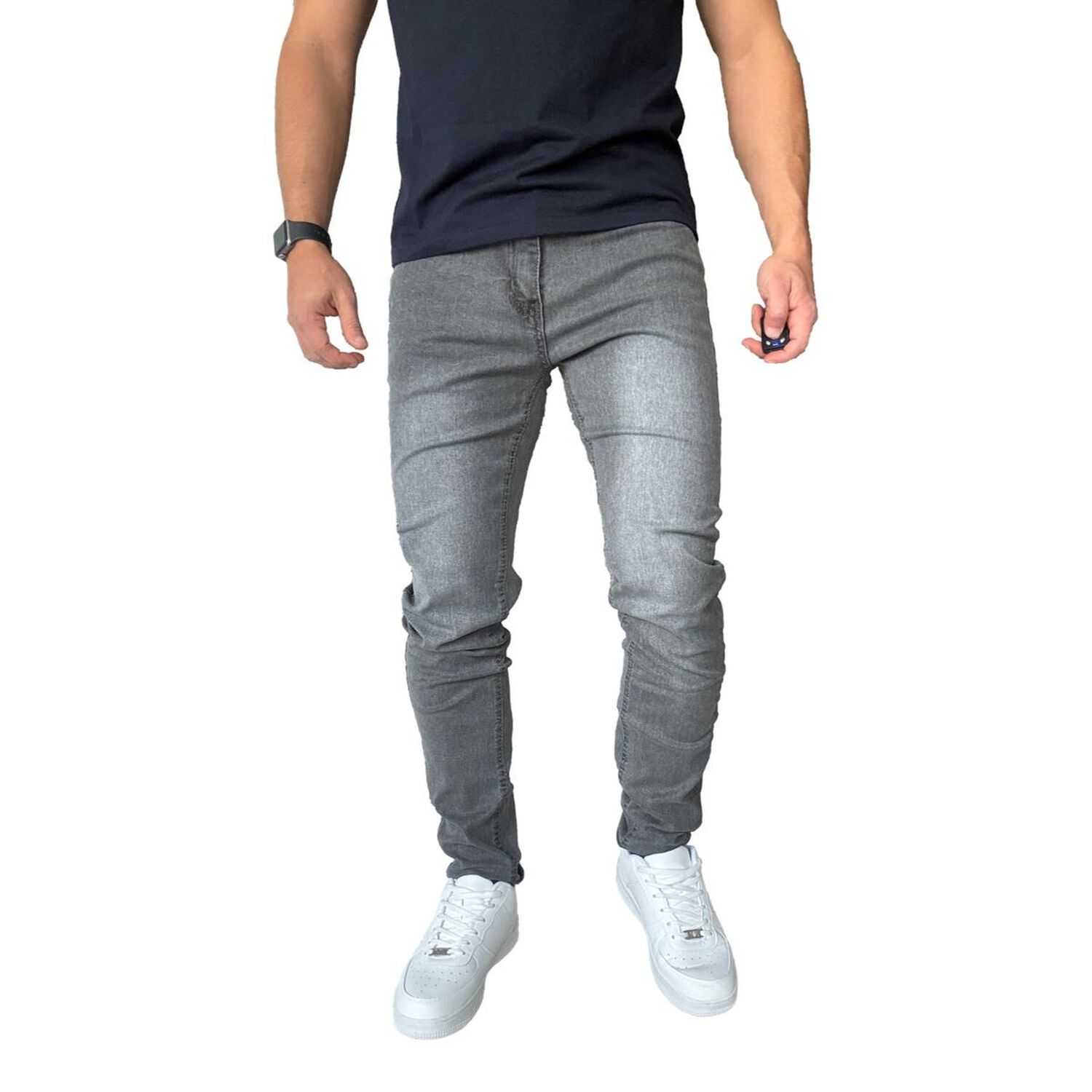 Jeans Elasticados Slim Fit Gris Focalizado Semipitillos image number 2.0