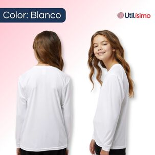 Camiseta Polera Polar De Niña Color Blanco Primera Capa