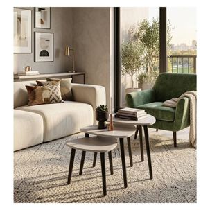 Set 3 Mesas Nido M&aacute;rmol Forma P&eacute;talo Living
