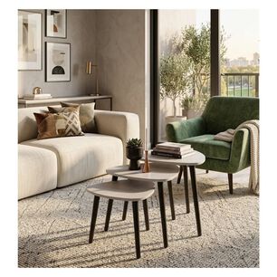 Set 3 Mesas Nido M&aacute;rmol Forma P&eacute;talo Living