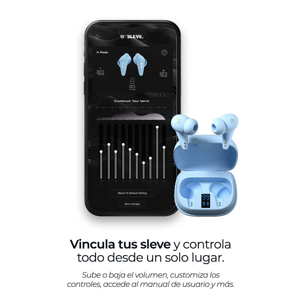 Aud&iacute;fonos Sleve X Pods 2Gen Sky Blue In Ear image number 6.0