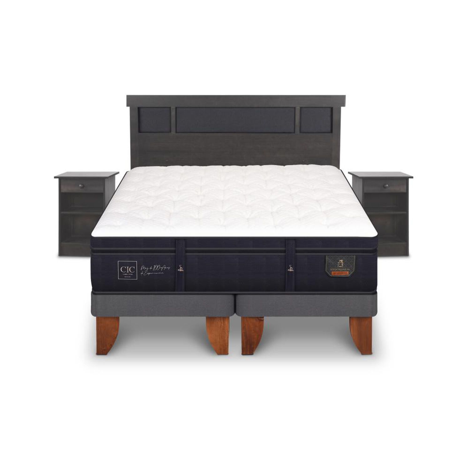 Cama Europea Cic Super Premium / 2 Plazas / Base Dividida + Set De Maderas image number 0.0