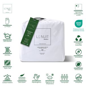 S&aacute;banas 1,5 Plazas 100% Bamb&uacute; 230 Hilos Essentials Liso Blanco