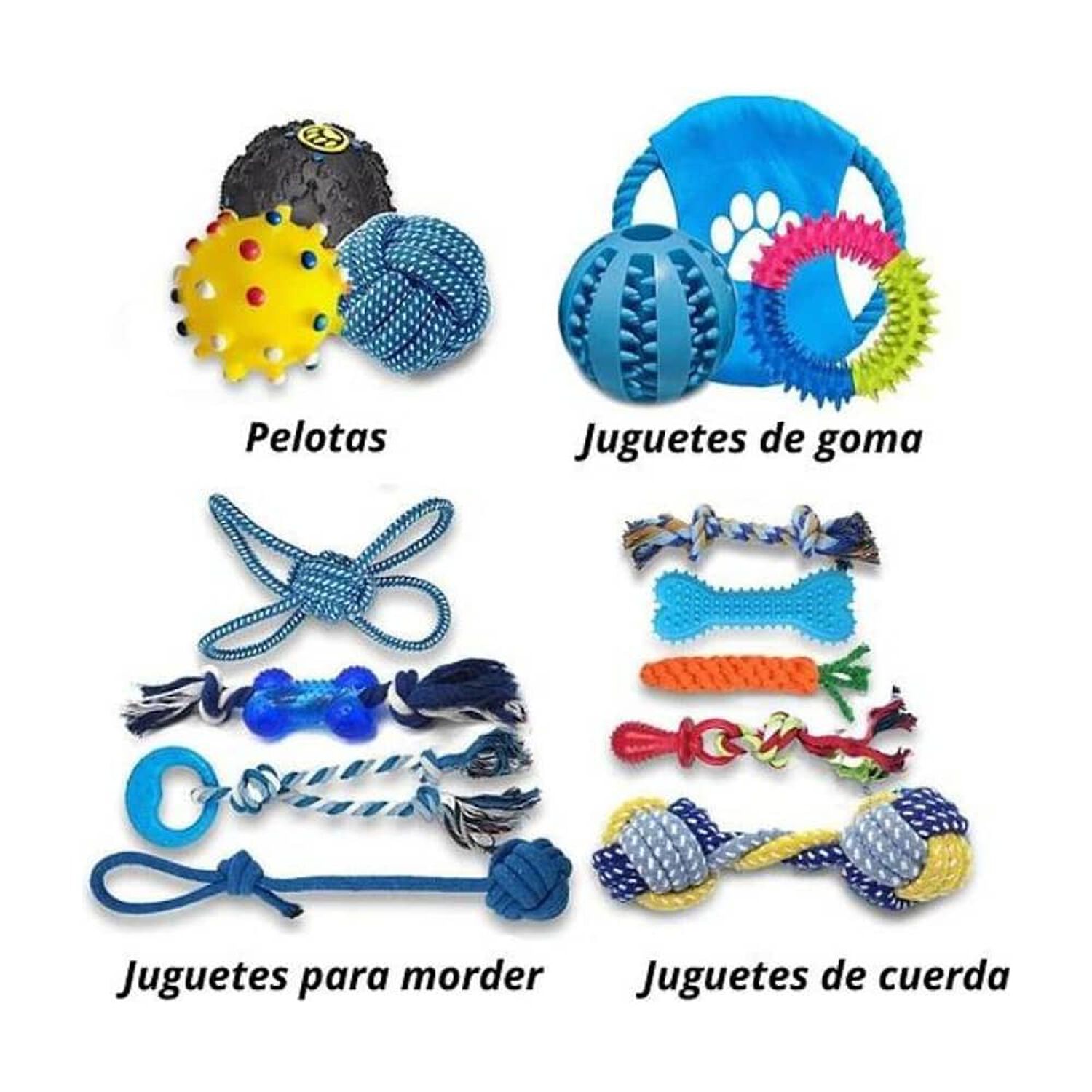 Set 15 Juguetes Para Mascotas Antiestr&eacute;s Pelota Cuerda Goma image number 2.0