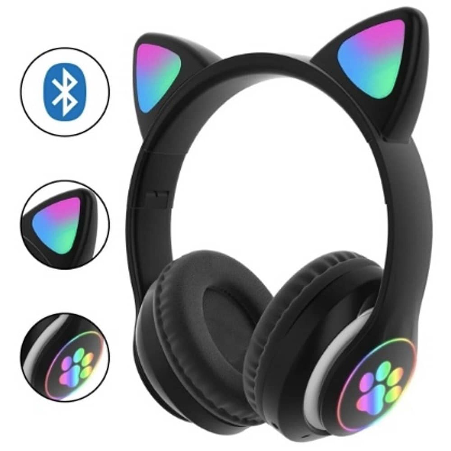 Aud&iacute;fonos Gamer Inal&aacute;mbricos Negro Con Luz Led image number 3.0