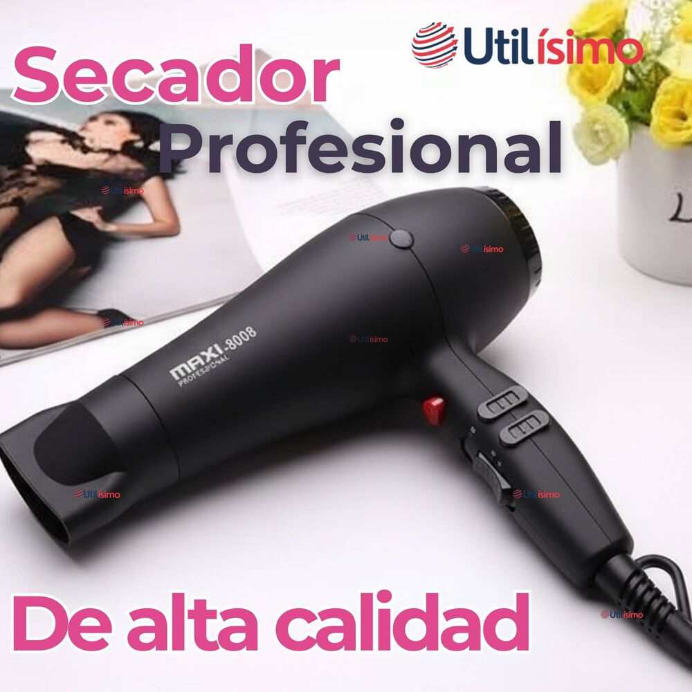 Secador De Pelo Cabello Premium Profesional 3000w Maxi-8008 Color Negro image number 7.0