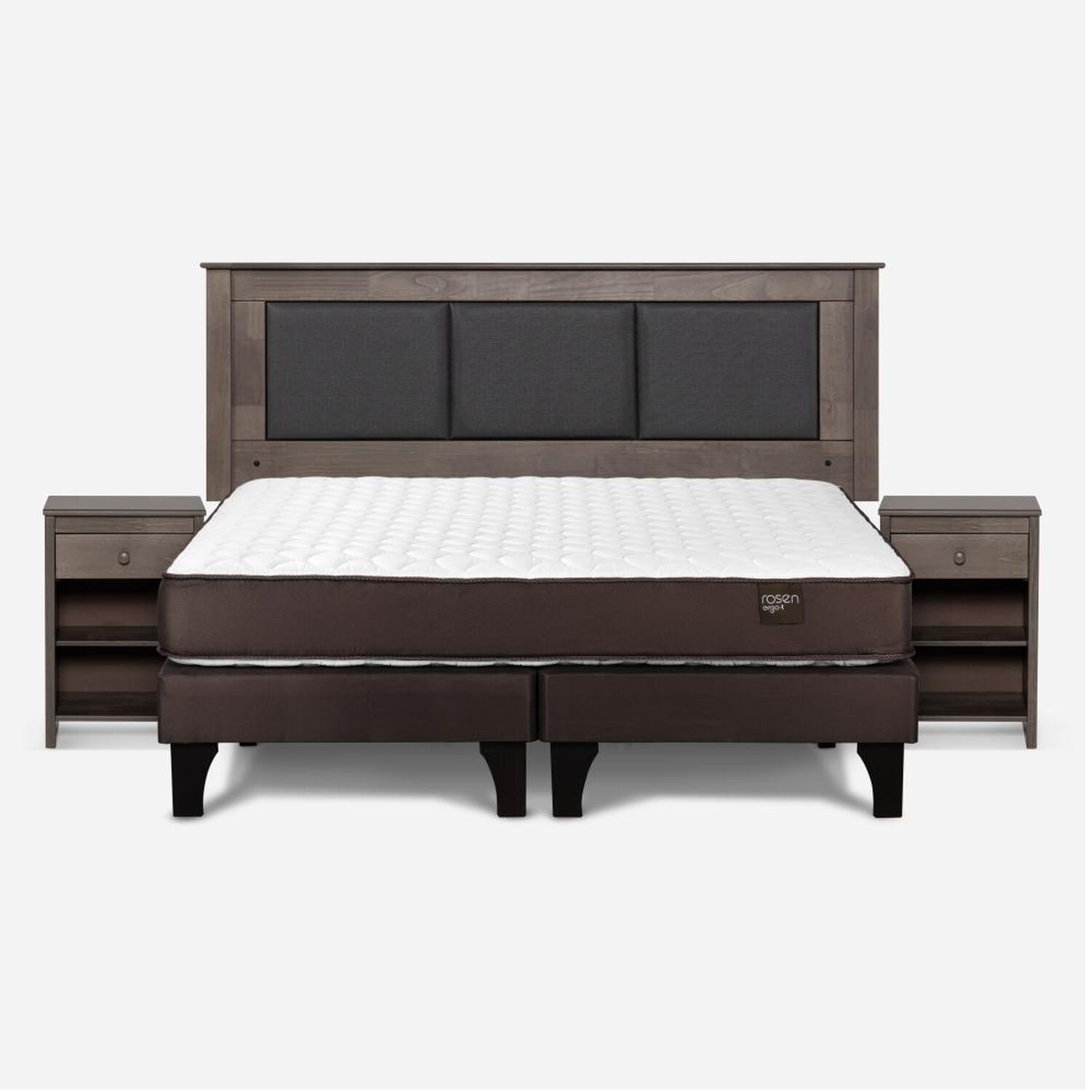 Cama Europea Rosen Ergo T New / King / Base Dividida  + Set Maderas Rachel Gris image number 0.0