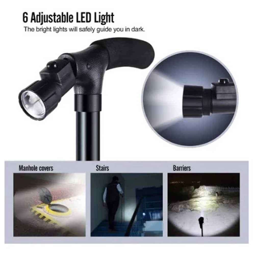 Bast&oacute;n Ortop&eacute;dico Plegable Ajustable Con Luz Color Negro image number 1.0