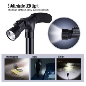 Bast&oacute;n Ortop&eacute;dico Plegable Ajustable Con Luz Color Negro