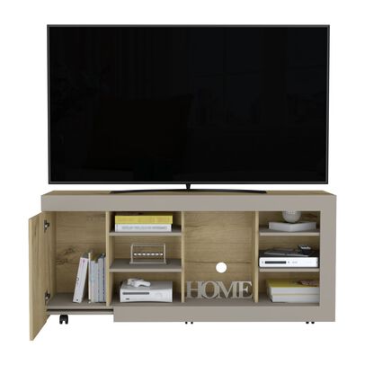 Mesa Para Tv 65" Fm 68x150x38 Cm Caf&eacute; Claro Y Gris