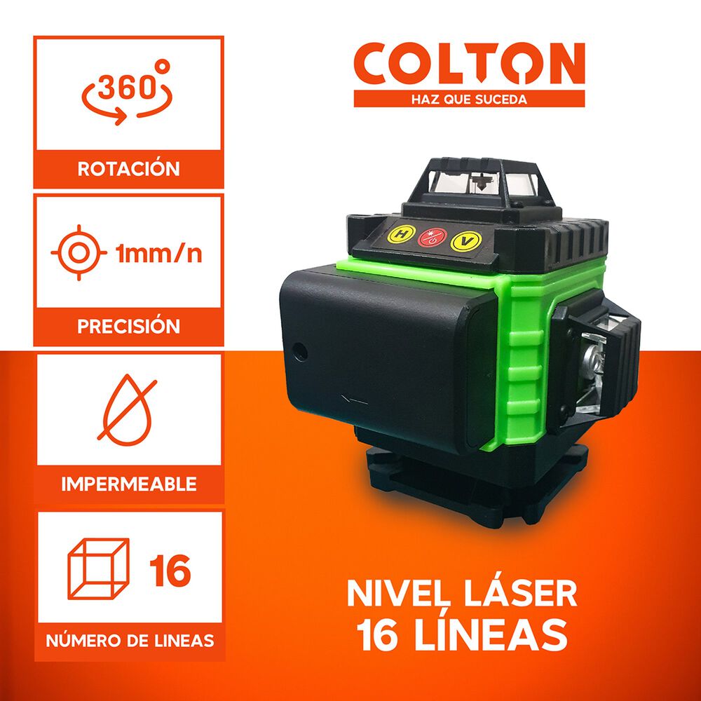 Nivel L&aacute;ser 16 L&iacute;neas Colton Auto + 2 Bater&iacute;as + Tr&iacute;pode image number 1.0