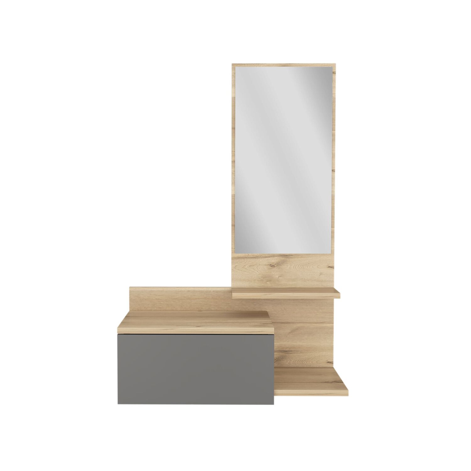 Mueble Recibidor Pared Con Espejo 1 Cajon Fm-002c - Caf&eacute; Claro image number 3.0