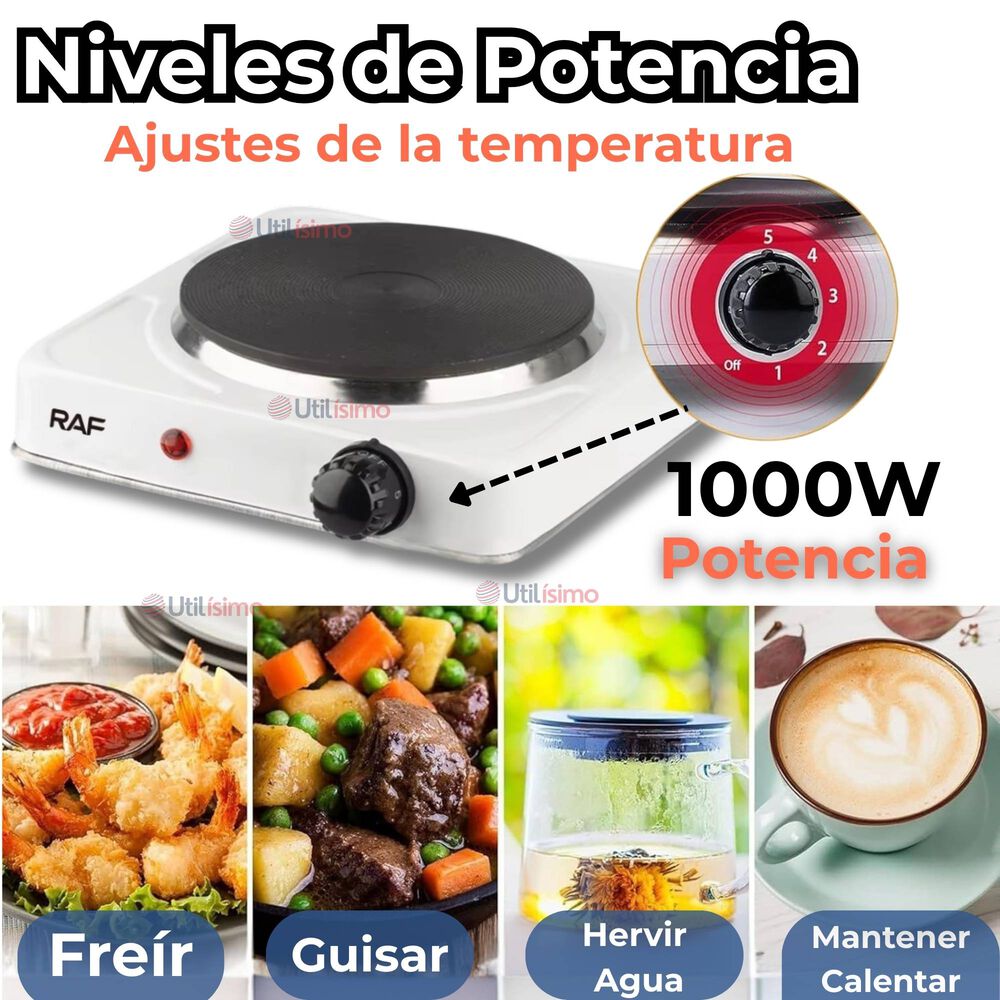 Cocina Eléctrica Portátil 1 Plato 1000w De Potencia Blanco image number 3.0