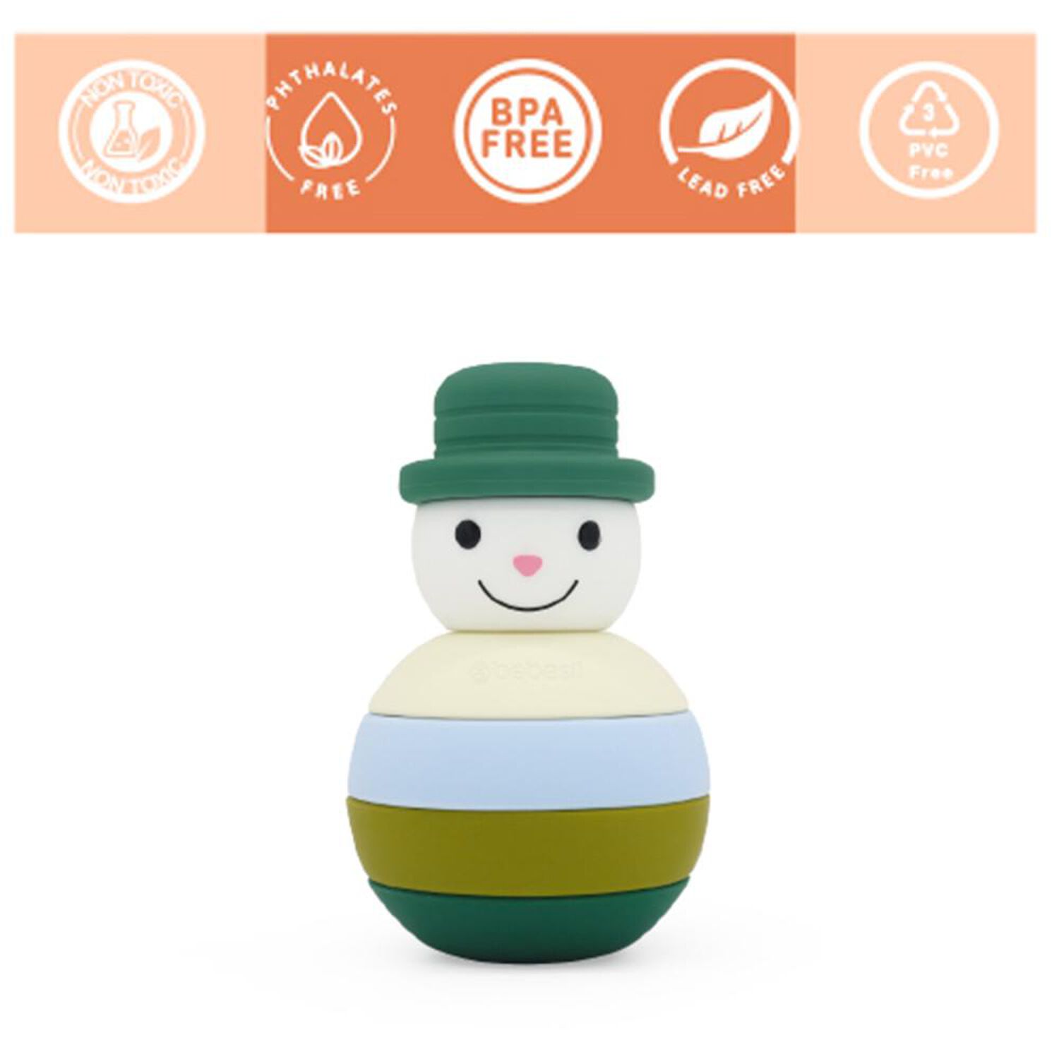 Juguete Mu&ntilde;eco Nieve Bebesit Montessori Silicona Verde image number 2.0