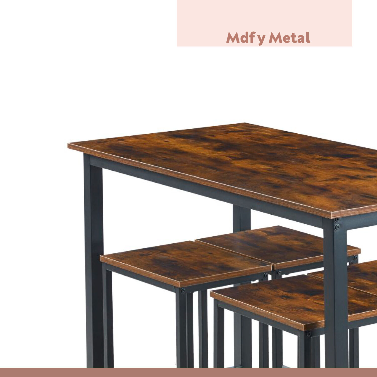 Set De Comedor Para Cocina Con Pisos Taburetes Madera Industrial image number 4.0