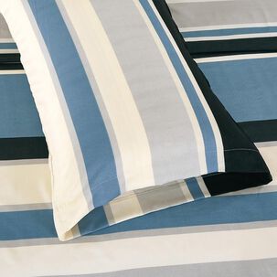 Sabanas Andes Microfibra Estampada Franjas Azul